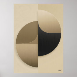 Poster Arte de Parede Abstrata Geométrica Japandi de Luxo