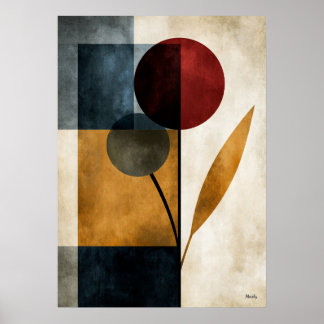 Poster Arte de Parede Abstrata Geométrica Japandi Ikebana