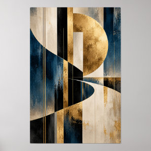 Poster Arte de Parede Abstrata Geométrica Navy Órbita Dou