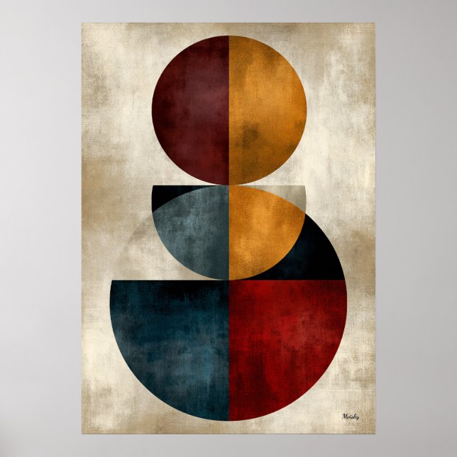 Poster Arte de Parede Abstrata Geométrica Zen Japonesa (Frente)