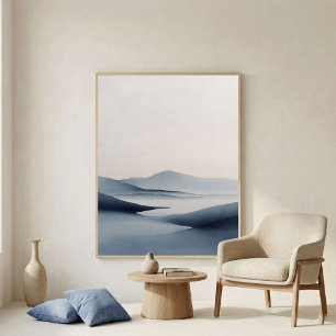Poster Arte de Parede Abstrata Horizonte Índigo Suave