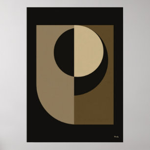 Poster Arte de Parede Abstrata Japandi Eclipse de Luxo 14