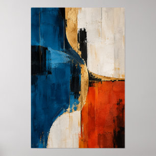 Poster Arte de Parede Abstrata Moderna Cobalt Ember