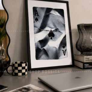 Poster Arte de Parede Abstrata Preto e Branco de Pôquer M