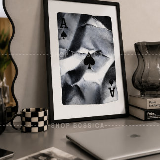 Poster Arte de Parede Abstrata Preto e Branco de Pôquer M