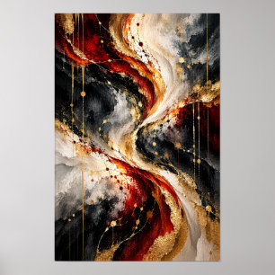 Poster Arte de Parede Abstrata Redemoinho Dourado Preto C