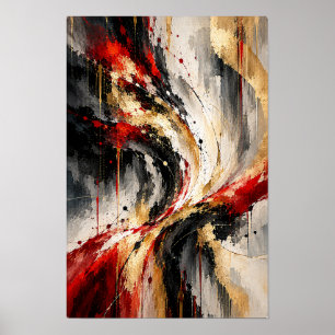 Poster Arte de Parede Abstrata Varredura Dourada Preta Ca