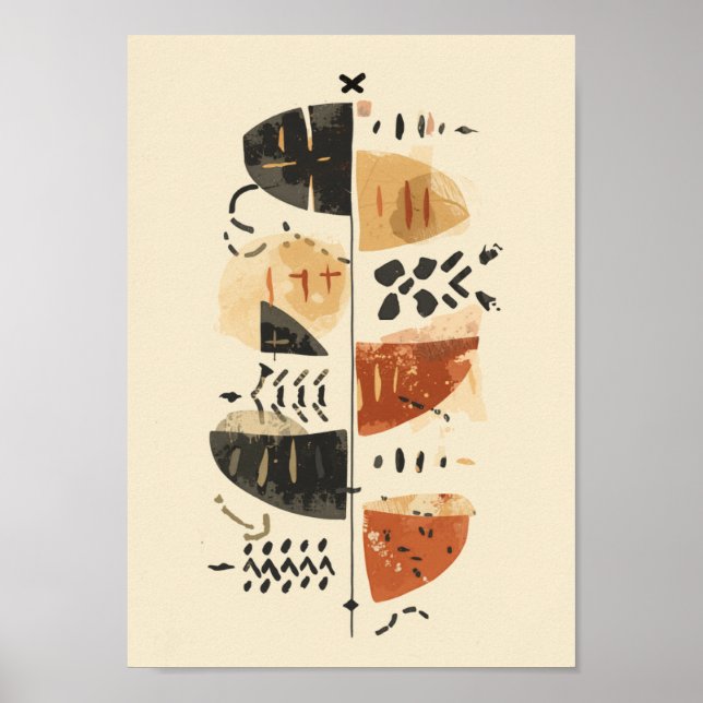 Poster Arte de Parede Abstrato Afroboêmio em Tecido de La (Frente)