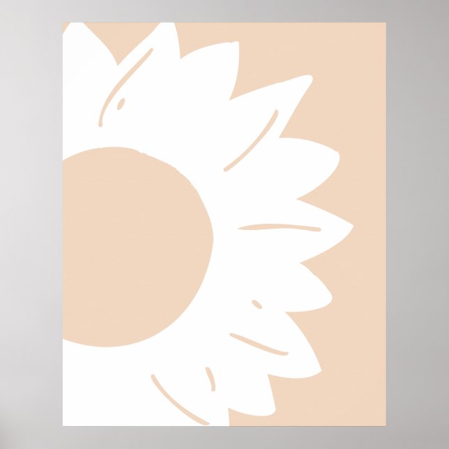 Poster Arte de Parede Abstrato com Padrão Floral Branco s (Frente)