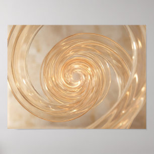 Poster Arte de Parede Abstrato Espiral de Vidro Dourado