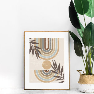 Poster Arte de Parede Abstrato Folha Arco-Íris Neutro Boh