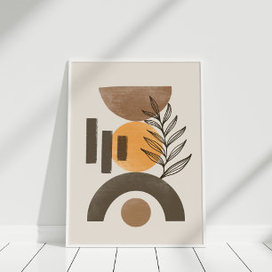 Poster Arte de Parede Abstrato Geométrico Botânico Boho M