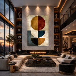 Poster Arte de Parede Abstrato Geométrico Zen Japonês