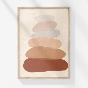 Poster Arte de Parede Abstrato Pedras Boho Zen Neutro Pos