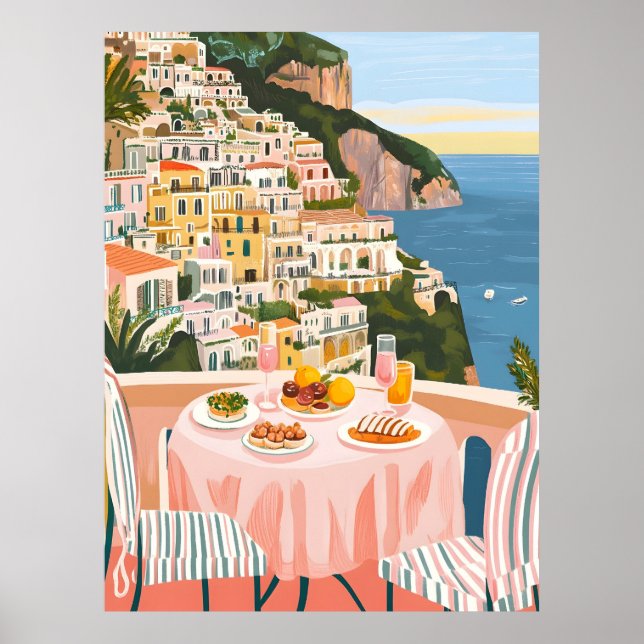 Poster Arte De Parede Acrílica Da Costa Amalfi De Verão I (Frente)