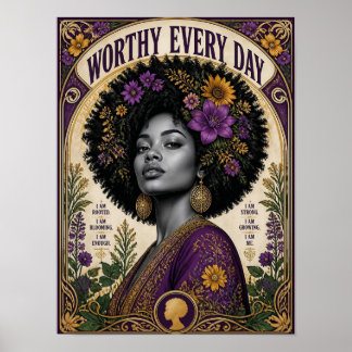 Poster Arte de Parede Afrocêntrico de Afirmação Digna Tod