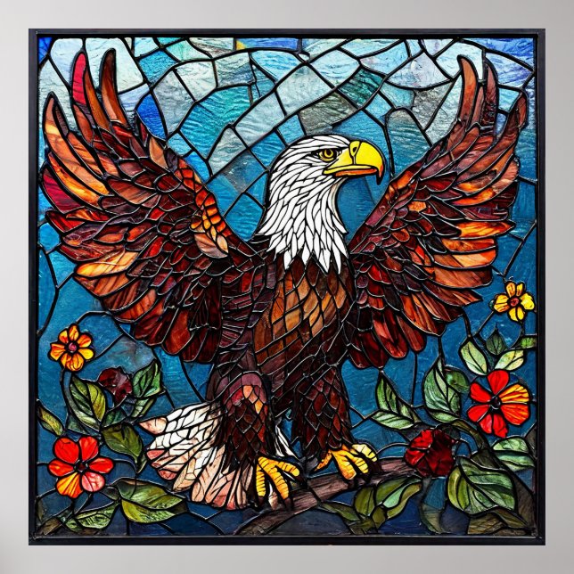 Poster 🦅 Arte de Parede Águia Americana Mosaico para Dec (Frente)