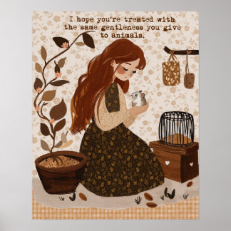 Poster Arte de Parede Amante de Animais Cottagecore