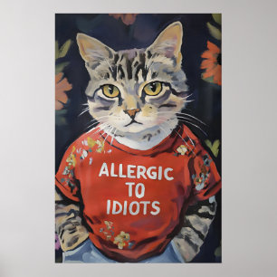 Poster Arte de Parede Amante de Gato Sarcástico Alergico