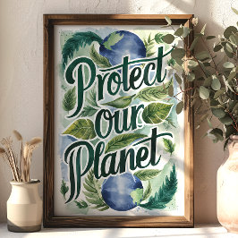 Poster Arte de Parede Ambiental Proteja Nosso Planeta