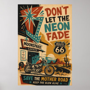 Poster Arte de Parede Americana da Garagem de Motocicleta