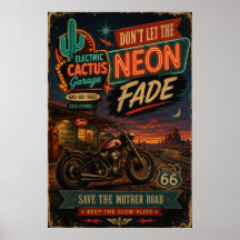 Arte de Parede Americana de Garagem com Neon Desbo