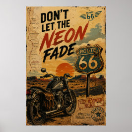 Poster Arte de Parede Americana de Moto Clássica da Rota 