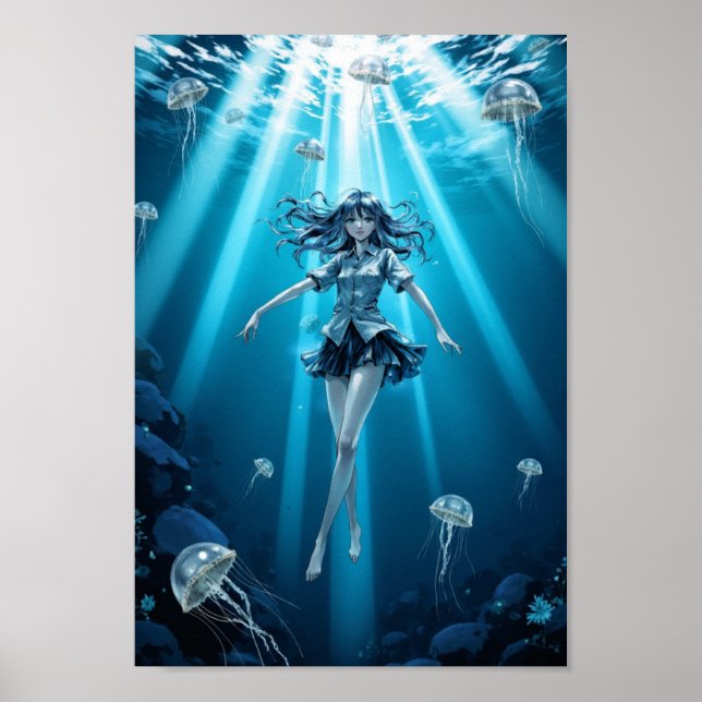 Poster Arte de Parede Anime Brilho do Oceano Profundo (Frente)