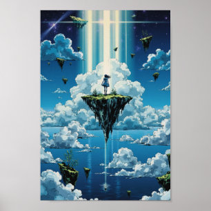Poster Arte de Parede Anime Ilhas Flutuantes no Céu Fanta