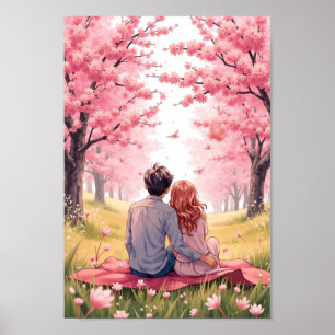 Poster Arte de Parede Anime Piquenique Flor de Primavera
