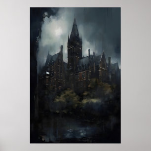 Poster Arte de Parede Arquitetura Gótica Asylum, Óleo Som