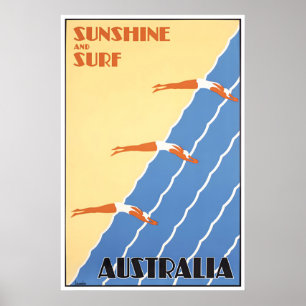Poster Arte de Parede Austrália Natação Cartaz de Viagem