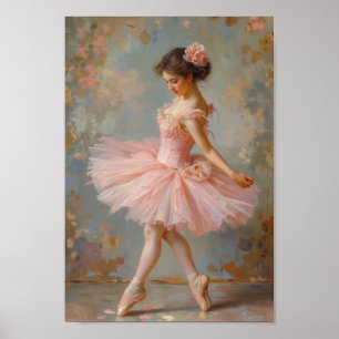 Poster Arte de Parede Bailarina Rosa Vintage