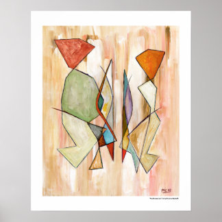 Poster Arte de Parede Bege Neutro de Casal Abstrato Laran