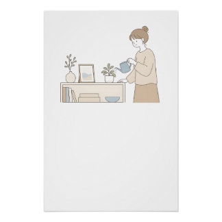 Pôster Arte de Parede Bege Quente Minimalista de Cuidados