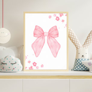 Poster Arte de Parede Berçário Arco-íris de Aquarela Rosa