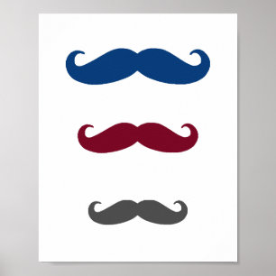 Poster Arte de Parede Berçário Bigode Chique Adorável