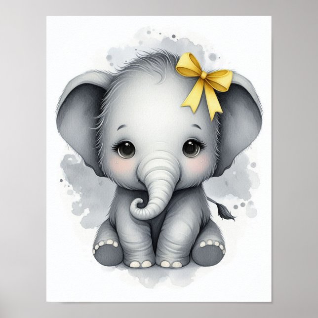 Poster Arte de Parede Berçário da Selva de Elefantes (Frente)