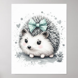 Poster Arte de Parede Berçário Floresta de Ouriços