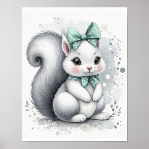 Poster Arte de Parede Berçário Floresta Esquilo