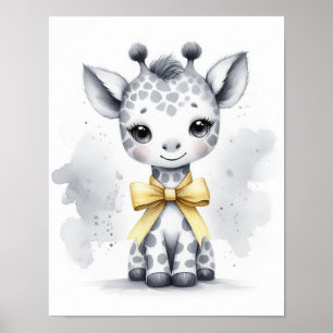 Poster Arte de Parede Berçário Selva Girafa