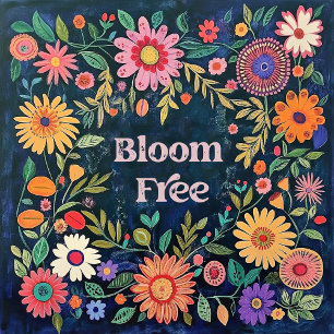 Poster Arte De Parede Bonita Para Meninas - Flores Azuis