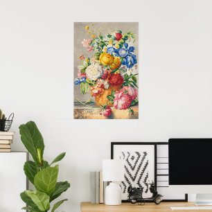 Poster Arte de Parede Botânica Floral Pastel Elegante Vin
