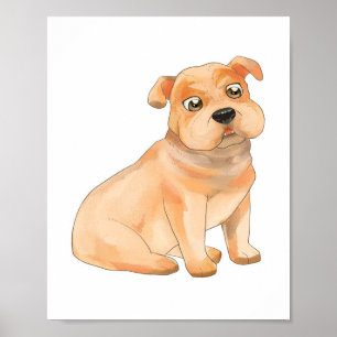 Poster Arte de Parede Bulldog Adorável Presente do pro