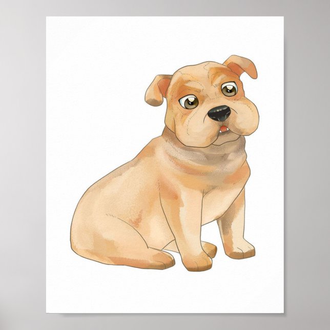Poster Arte de Parede Bulldog Adorável | Presente do prop (Frente)