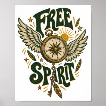 Arte de Parede Bússola Alada Free Spirit Vintage