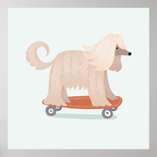 Poster Arte de Parede Cachorro Skate (Frente)