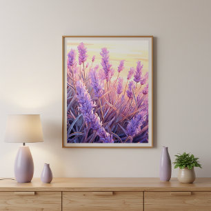 Poster Arte de Parede Calma Campo de Lavanda