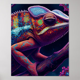 Poster Arte de Parede Camaleão Vibrante – Réptil Colorido