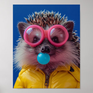 Poster Arte de Parede Caprichosa deouriço Cute Bubblegum 